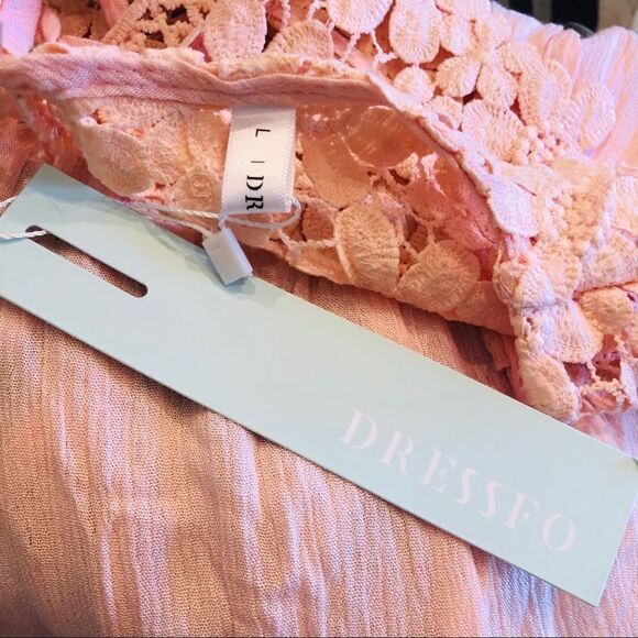 DRESSFO embroidered blouse track top pink sz L - Picture 6 of 8